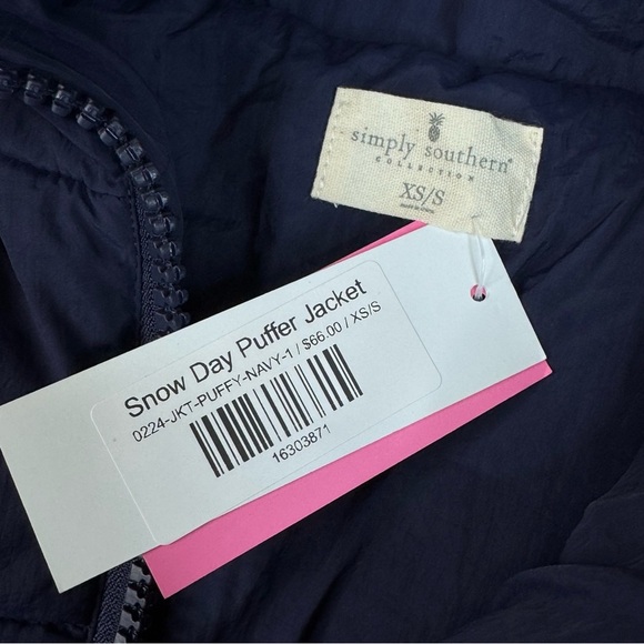 NWT Simply Southern Crop Puffer Jacket Coat. Snow Day Puffer. Navy Blue XS/S - Picture 4 of 10